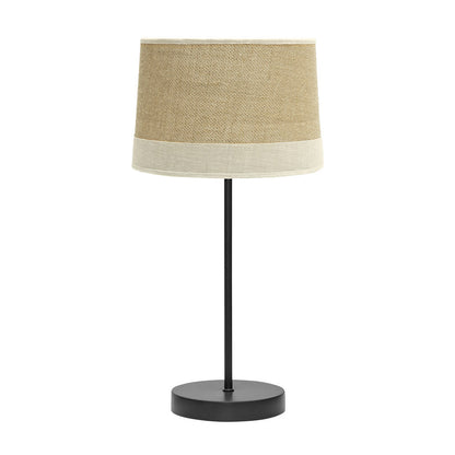 Lámpara sobremesa Tietar de Fabrilamp con pantalla de saco beis y cuerpo negro, ideal para decoración rústica y vintage