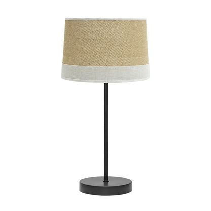 Sobremesa Tietar Fabrilamp con pantalla tejido de saco y lino rayado en color blanco