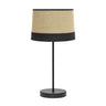 Lámpara sobremesa Tietar de Fabrilamp con pantalla de tejido de saco y lino rayado en color negro