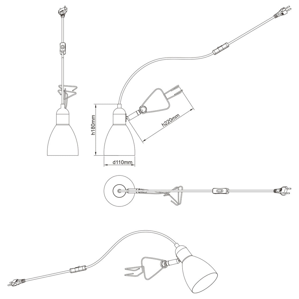 Flexo sobremesa Tulum AJP/Alemar (Ref. 11390): Descubre sus dimensiones y disfruta de su elegante diseño moderno en negro y blanco.  Luzguru.com
