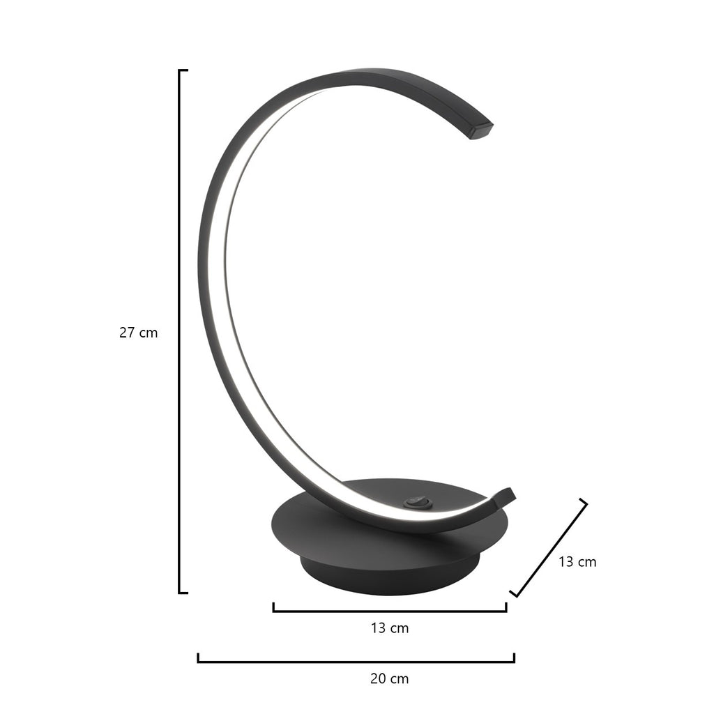 Sobremesa LED AJP Alemar Uber Negra Mate 8W (Ref. 60424): Descubre sus dimensiones. Elegancia y funcionalidad en tu espacio. LuzGuru.
