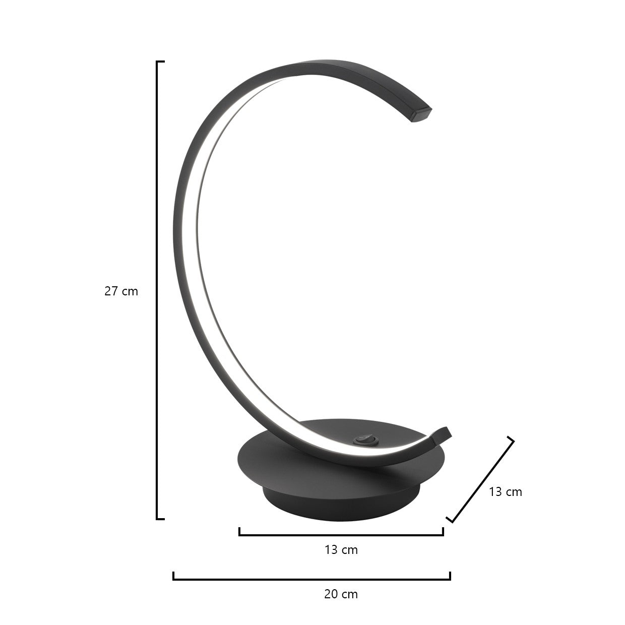 Sobremesa LED AJP Alemar Uber Negra Mate 8W (Ref. 60424): Descubre sus dimensiones. Elegancia y funcionalidad en tu espacio. LuzGuru.
