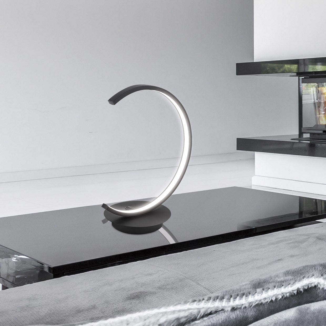 Sobremesa LED AJP/Alemar Uber Negra Mate 8W - Ref. 60424 - Dimensiones del producto. Luzguru.com
