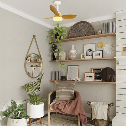 Stel Mini S fabricado en Acero color Blanco y Madera, ventilador de techo