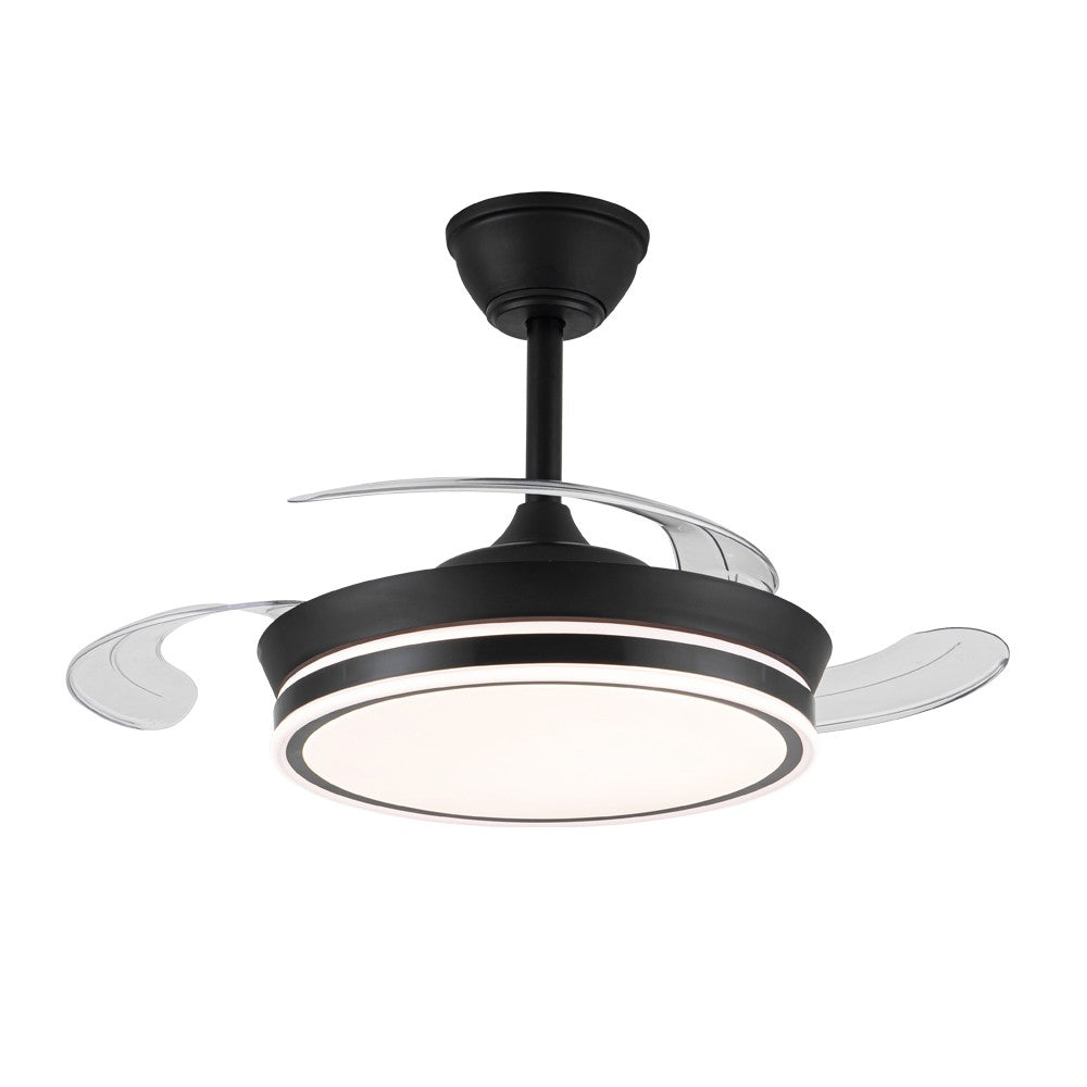 Elegante ventilador de techo negro ideal para dormitorios