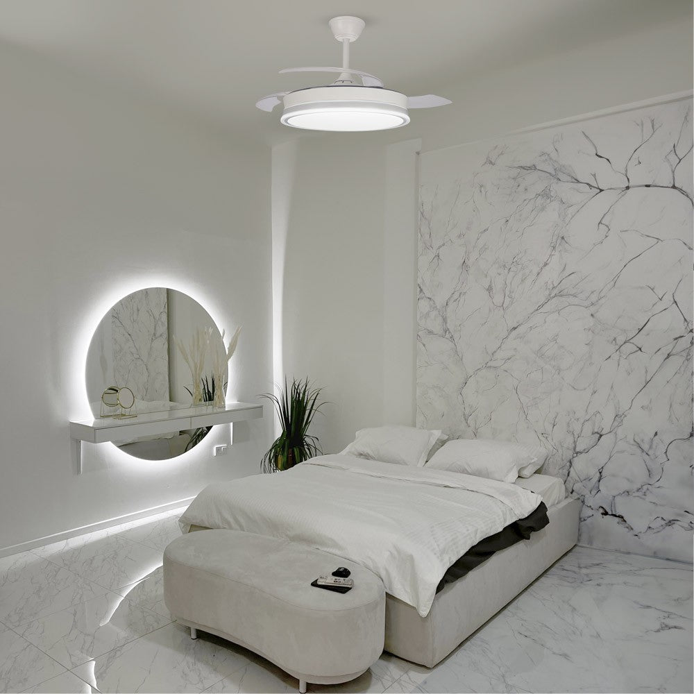 Ventilador de techo LED con motor DC silencioso (42dB)