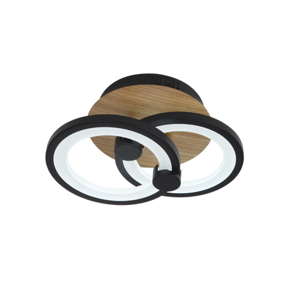 Plafón Moderno LED Sydney Negro / Madera Oscura – vista principal · Ref. 155982084