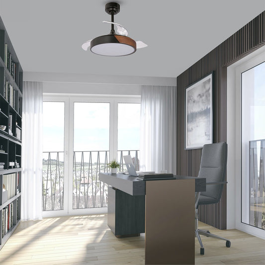 Ventilador Taoro Mini fabricado en Acero color Negro y Madera