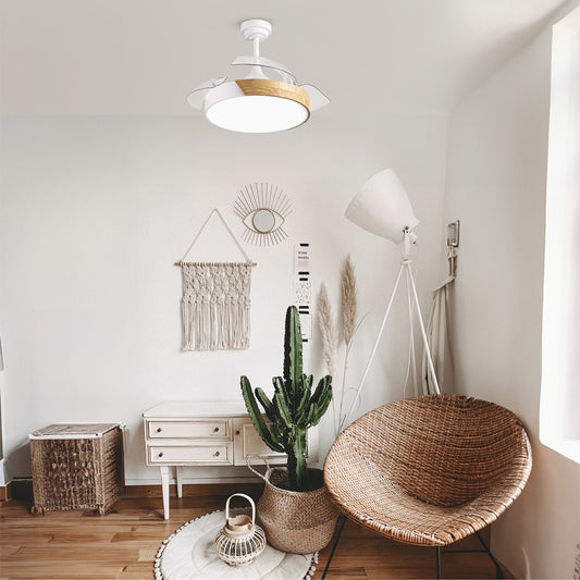 Ventilador de Techo Taoro Mini Blanco con Luz LED y Aspas Retráctiles CristalRecord - imagen 2 | CristalRecord