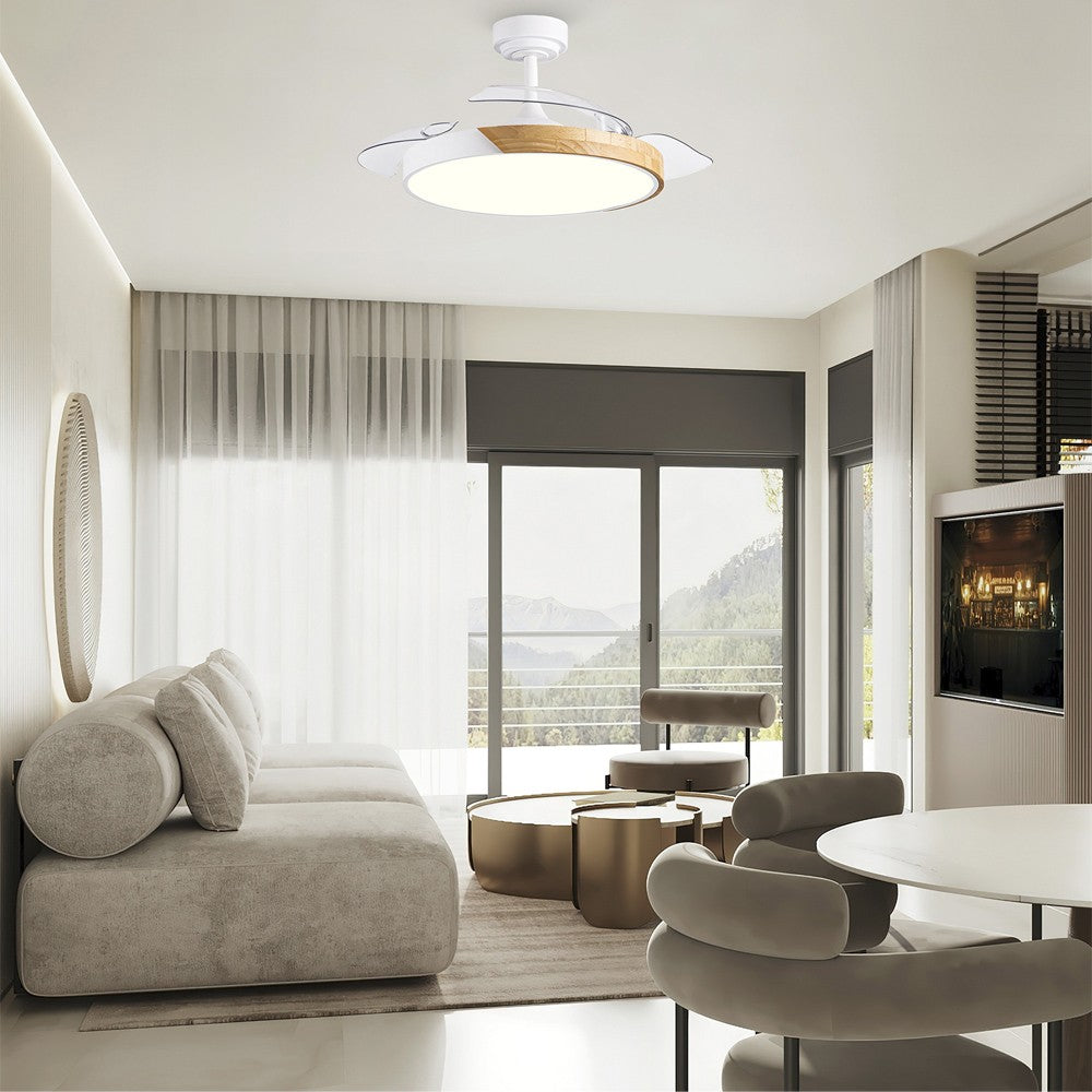 Ventilador Taoro fabricado en Acero color Blanco y Madera