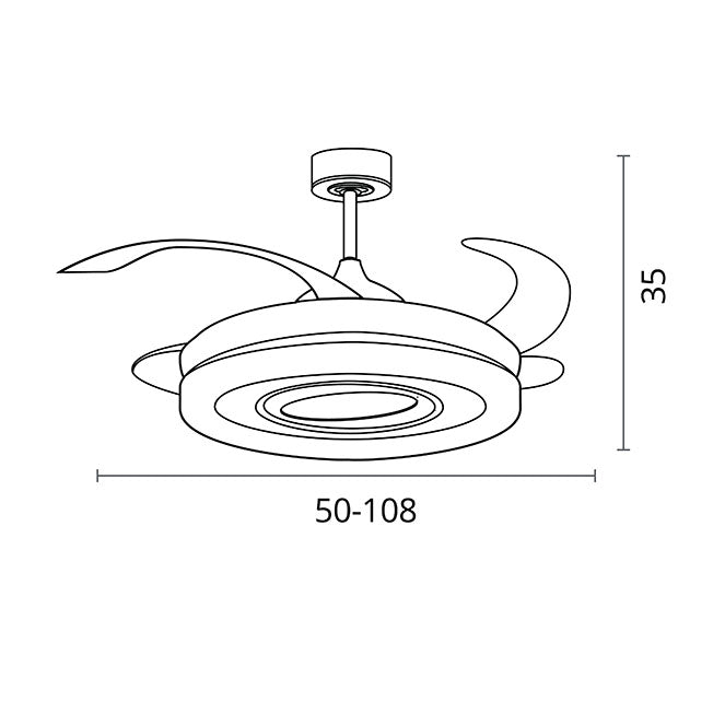 Ventilador de Techo Tebe Blanco – detalle · Ref. F-1031