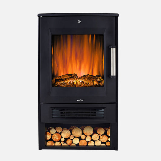 Termoventilador Cerámico PTC Candor 1800 W Negro Efecto Llama Fabrilamp - Vista frontal principal en fondo blanco | LuzGurú
