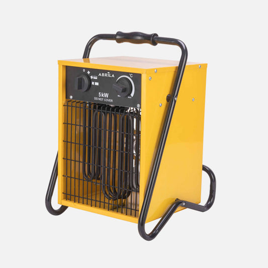 Termoventilador Industrial Copan 5000W Trifásico Amarillo Fabrilamp - Vista frontal principal en fondo blanco | LuzGurú