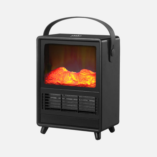 Termoventilador Cerámico Arkansas 1500W Negro Efecto Llama Fabrilamp - Vista frontal principal en fondo blanco | LuzGurú