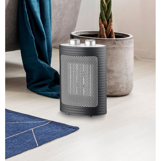 Termoventilador cerámico Fabrilamp fabricado en metal color negro