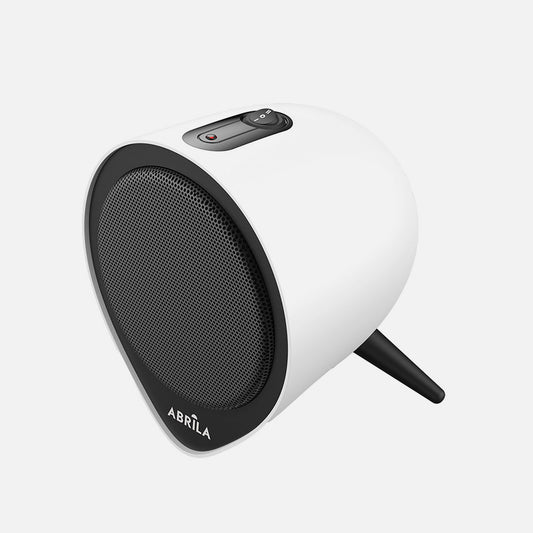 Termoventilador Andino fabricado en metal y cerámica, color blanco y negro, ideal para el invierno.