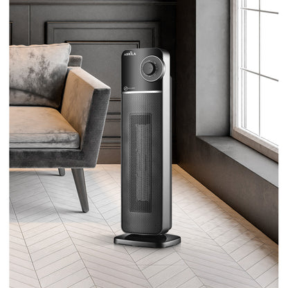 Termoventilador Bequia fabricado en Policarbonato color Negro/Plata