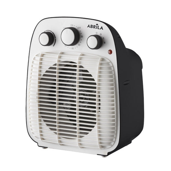 Termoventilador eléctrico LESOTO 2000W de Fabrilamp, blanco y negro, con temporizador y sistema de seguridad.