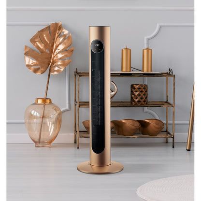 Termoventilador vertical fabricado en Policarbonato color Oro