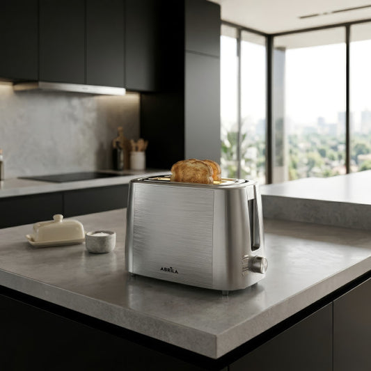 Tostador de Pan Tabachin 930 W Gris/Plata Fabrilamp instalada en ambiente decorativo de salón o dormitorio | Fabrilamp / Abrila