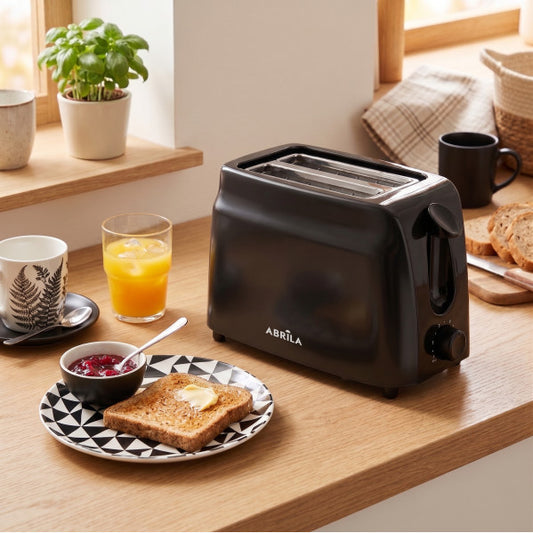 Tostador de Pan Cofio 750 W 2 Ranuras Negro Fabrilamp instalada en ambiente decorativo de salón o dormitorio | Fabrilamp / Abrila