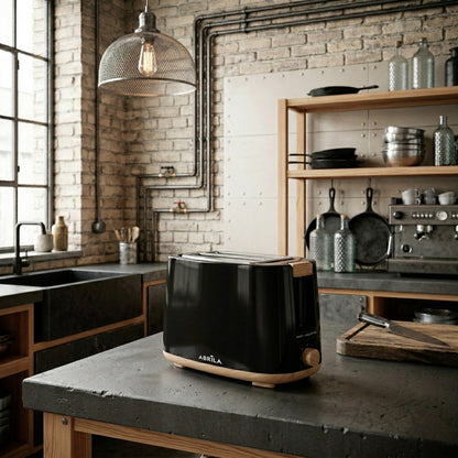 Tostador ULLA fabricado en metal color negro/haya, ideal para tu cocina