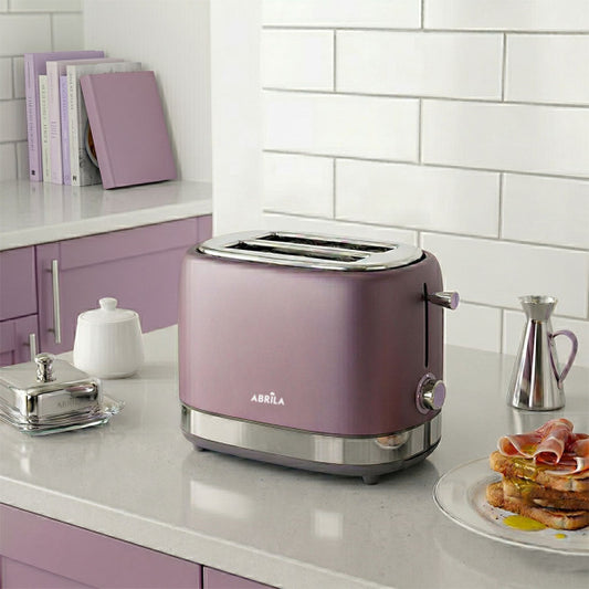 Tostador de Pan Urbion 815 W 2 Ranuras Violeta/Gris Fabrilamp instalada en ambiente decorativo de salón o dormitorio | Fabrilamp / Abrila