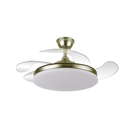 Ventilador de Techo con Luz Tridente 107 cm Aspas Retráctiles Cuero Fabrilamp - vista principal | Fabrilamp / Abrila · Ref. 236391314