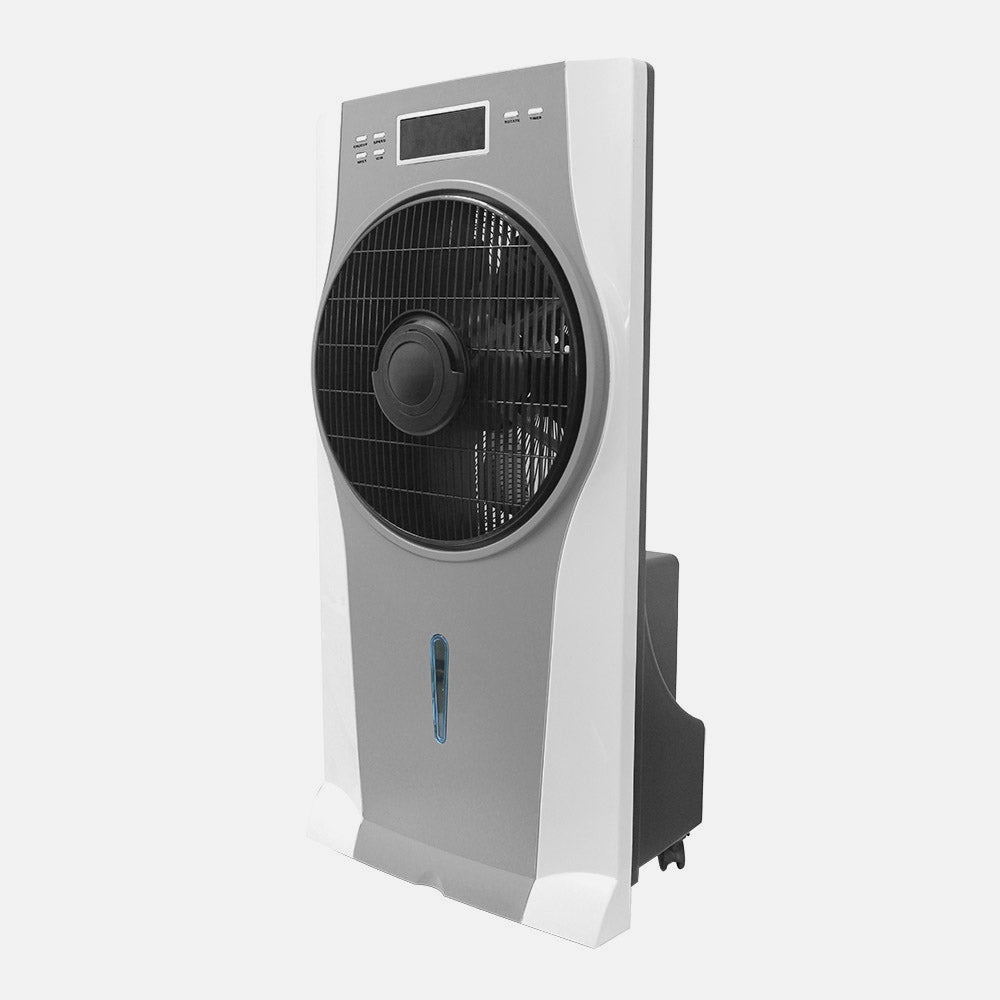 Ventilador Nebulizador de Pie Efeso fabricado en metal color blanco, gris y negro