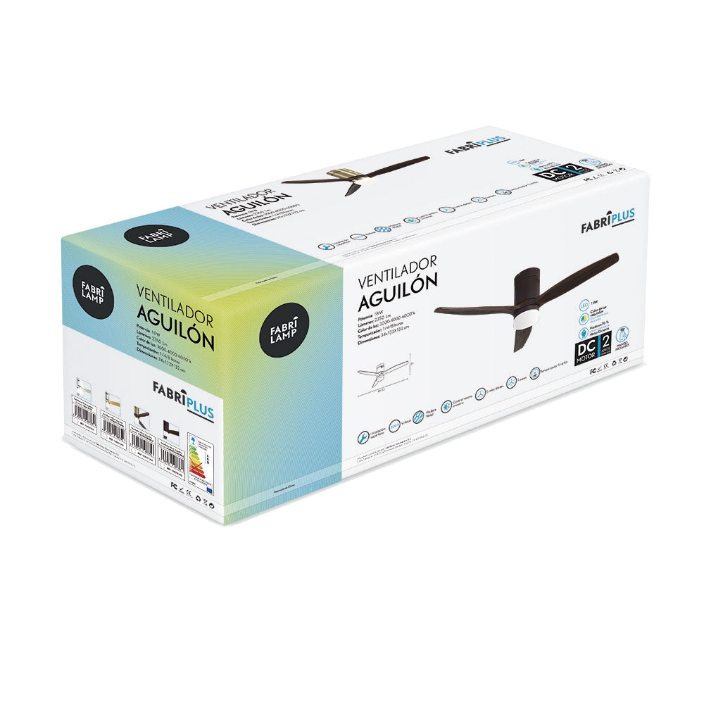 Ventilador de techo LED con 6 velocidades ajustables y motor DC