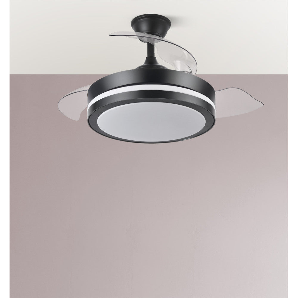 Elegante ventilador de techo negro ideal para salón o dormitorio