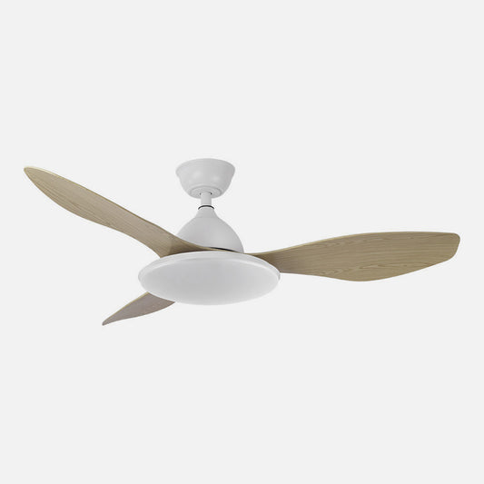 Ventilador Yael fabricado en metal, ABS y policarbonato color blanco y haya