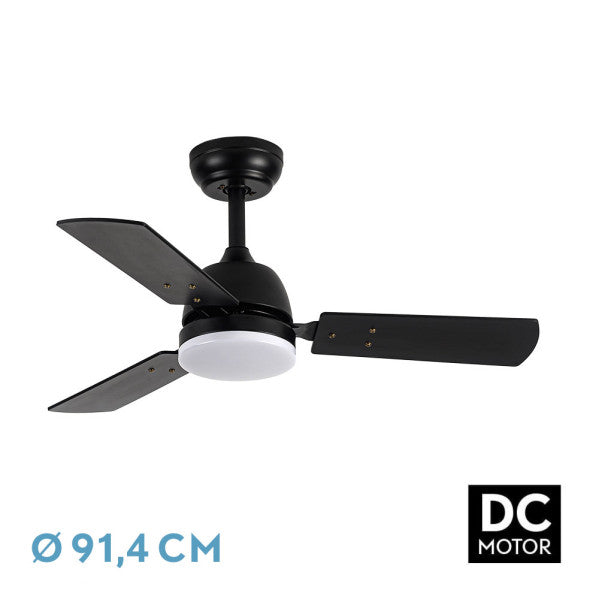 Ventilador de techo Portico 20W negro de Fabrilamp, vista general.