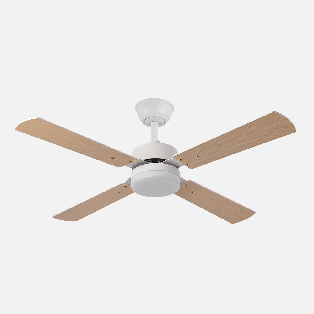 Ventilador HUPE fabricado en metal color blanco y aspas en MDF color haya