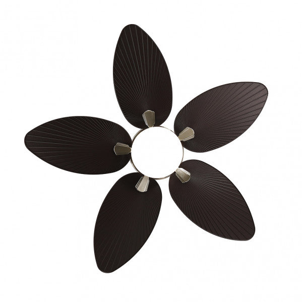 Ventilador de Techo con Luz LED Borasco 132 cm Níquel y Marrón Fabrilamp encendida con proyección de luz y ambiente | LuzGurú