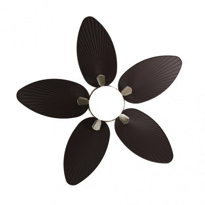 Ventilador de Techo con Luz LED Borasco 132 cm Níquel y Marrón Fabrilamp encendida con proyección de luz y ambiente | LuzGurú