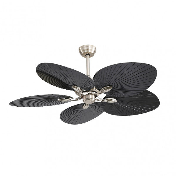 Ventilador de Techo con Luz LED Chaw 132 cm Níquel y Negro Fabrilamp encendida con proyección de luz y ambiente | LuzGurú