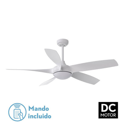 Ventilador de techo Galleo blanco de Fabrilamp, 24W, 5 aspas, 137cm de diámetro, con mando a distancia y temporizador.