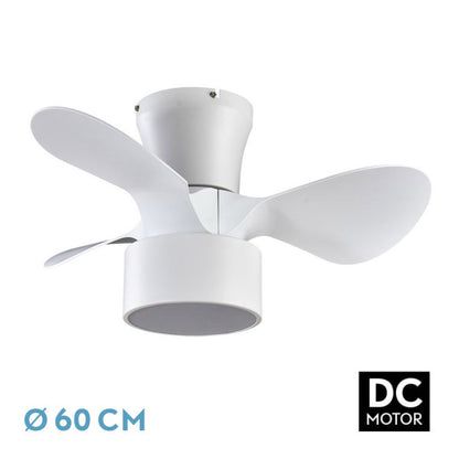Ventilador de Techo con Luz LED KOS 60 cm Blanco Fabrilamp - Vista frontal principal en fondo blanco | LuzGurú