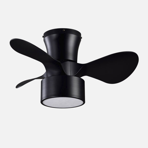Ventilador de Techo con Luz LED KOS 60 cm Negro Fabrilamp instalada en ambiente decorativo de salón o dormitorio | Fabrilamp / Abrila