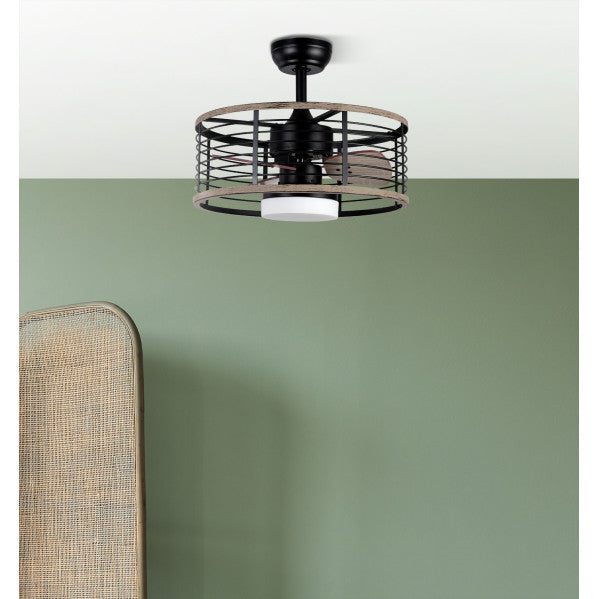 Ventilador de Techo con Luz Pella 50 cm Negro y Madera Fabrilamp - imagen 4 | Fabrilamp / Abrila