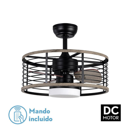 Ventilador Pella DC 24W Negro/Madera 3 Aspas 6 Velocidades | Fabrilamp