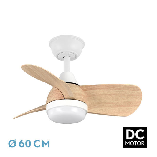 Ventilador de Techo con Luz LED Pirdo 60 cm Blanco y Haya Fabrilamp - vista principal | Fabrilamp / Abrila