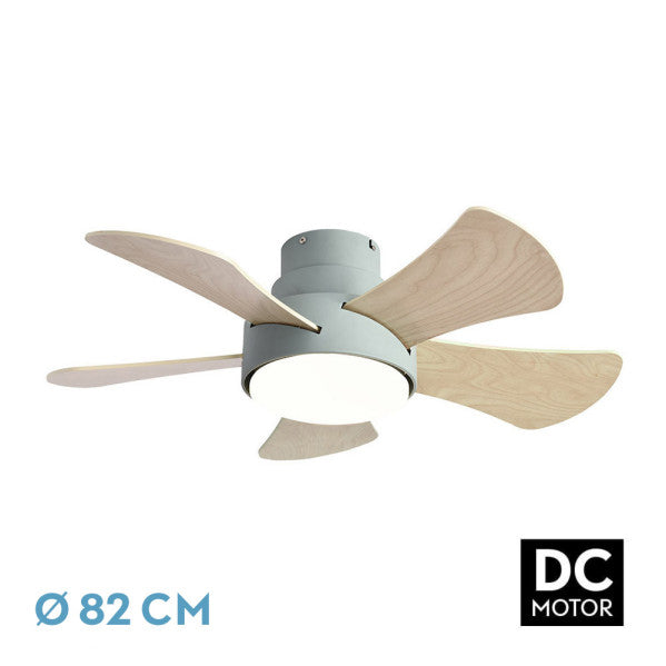 Ventilador de Techo Gregario 82 cm Verde con Aspas Reversibles Fabrilamp - Vista frontal principal en fondo blanco | LuzGurú