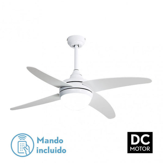 Ventilador de techo Klod blanco de Fabrilamp, vista frontal.