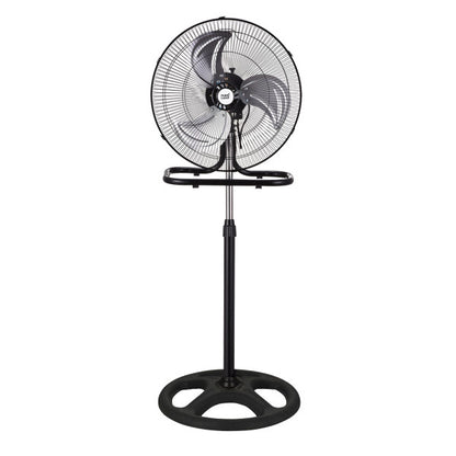 Ventilador 3 en 1 Recio Negro 50 cm 70W Aluminio Plata Fabrilamp encendida con proyección de luz y ambiente | LuzGurú