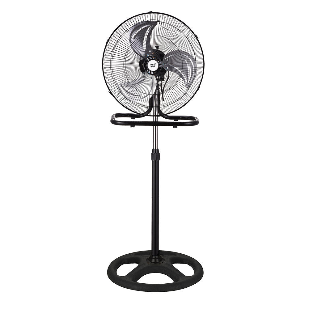 Vista lateral del ventilador de pie RECIO ideal para salones y espacios interiores domésticos
