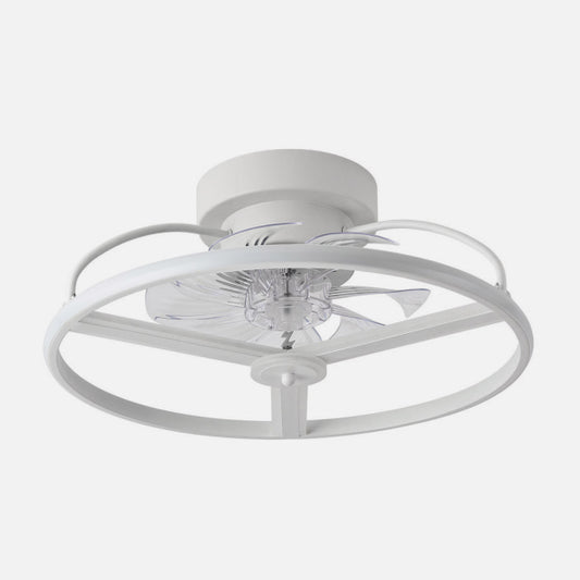 Ventilador de Techo con Luz LED Bora 50 cm Blanco Fabrilamp instalada en ambiente decorativo de salón o dormitorio | Fabrilamp / Abrila