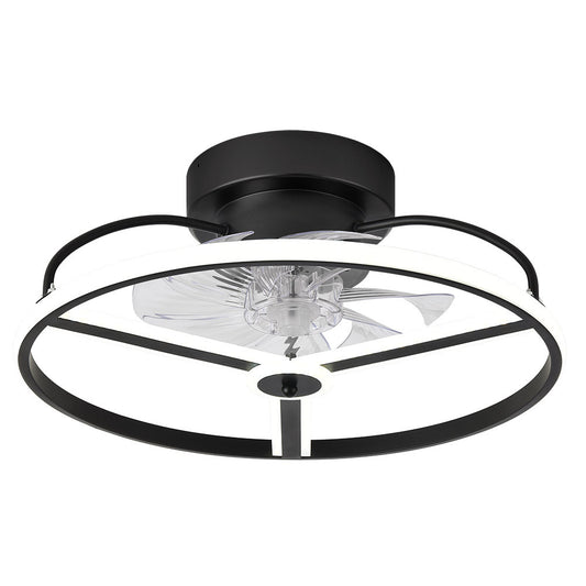 Ventilador Bora fabricado en metal negro y aspas transparentes de ABS