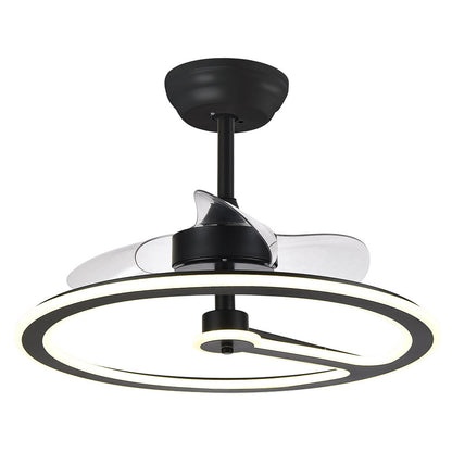 Ventilador CHOM fabricado en metal negro y aspas de policarbonato transparente, color principal negro